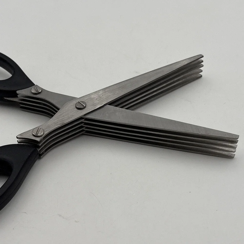 5 Blade Herb Scissors Shredder Black Kitchen Tool for Herbs and Vegetables